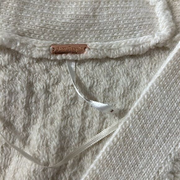 free people M Ivory Herringbone Stitch Pattern Kimono Cardigan Sweater - Picture 15 of 16